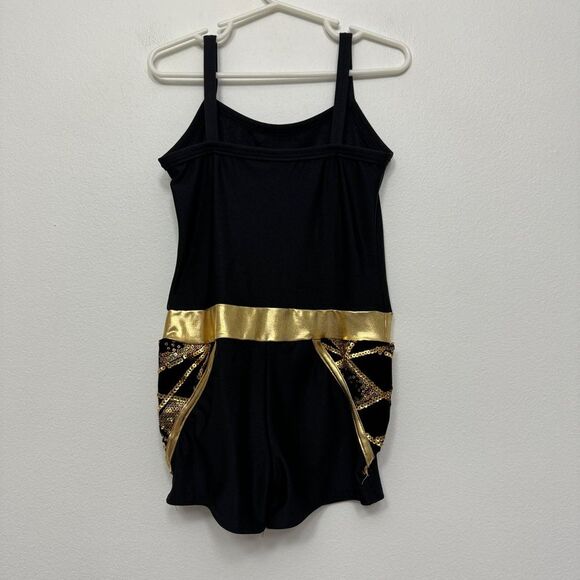 Foil Hip-Hop Gold and Black You’re An Allstar Dance Costume Size ISC (7/8) - Picture 7 of 10